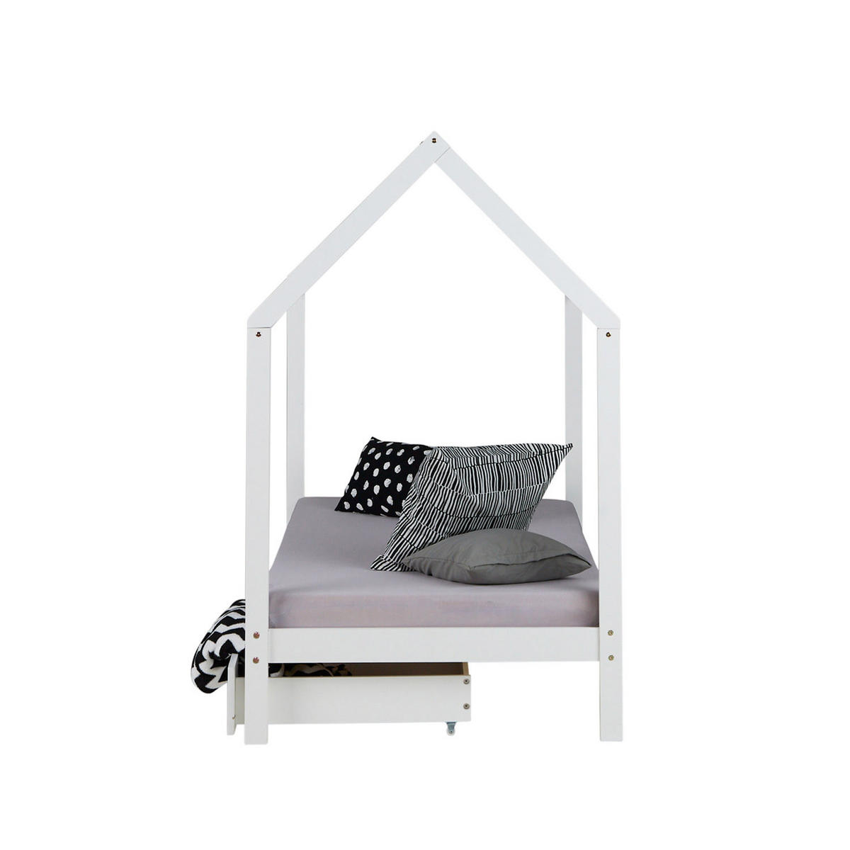 KINDERBETT Hausbett mit Stauraum 90/200 cm Weiß - Weiß, Holz (206/160/98cm) - Homestyle4u