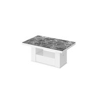 COUCHTISCH rechteckig Marmor dunkel - Weiß Hochglanz 120/75/54 cm - Dunkelgrau/Weiß Hochglanz, Holzwerkstoff (75/120/54cm) - designimpex