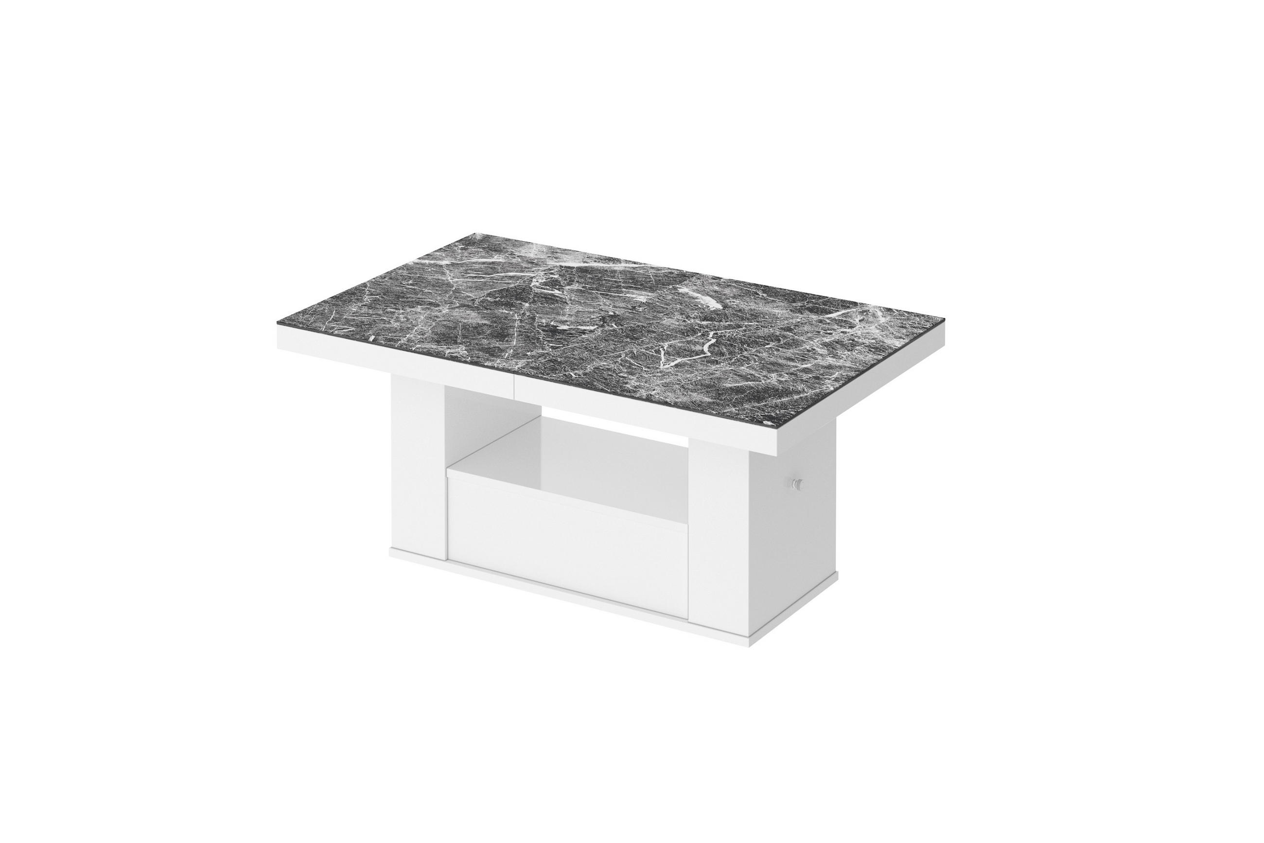 designimpex COUCHTISCH Dunkelgrau, Weiß Hochglanz