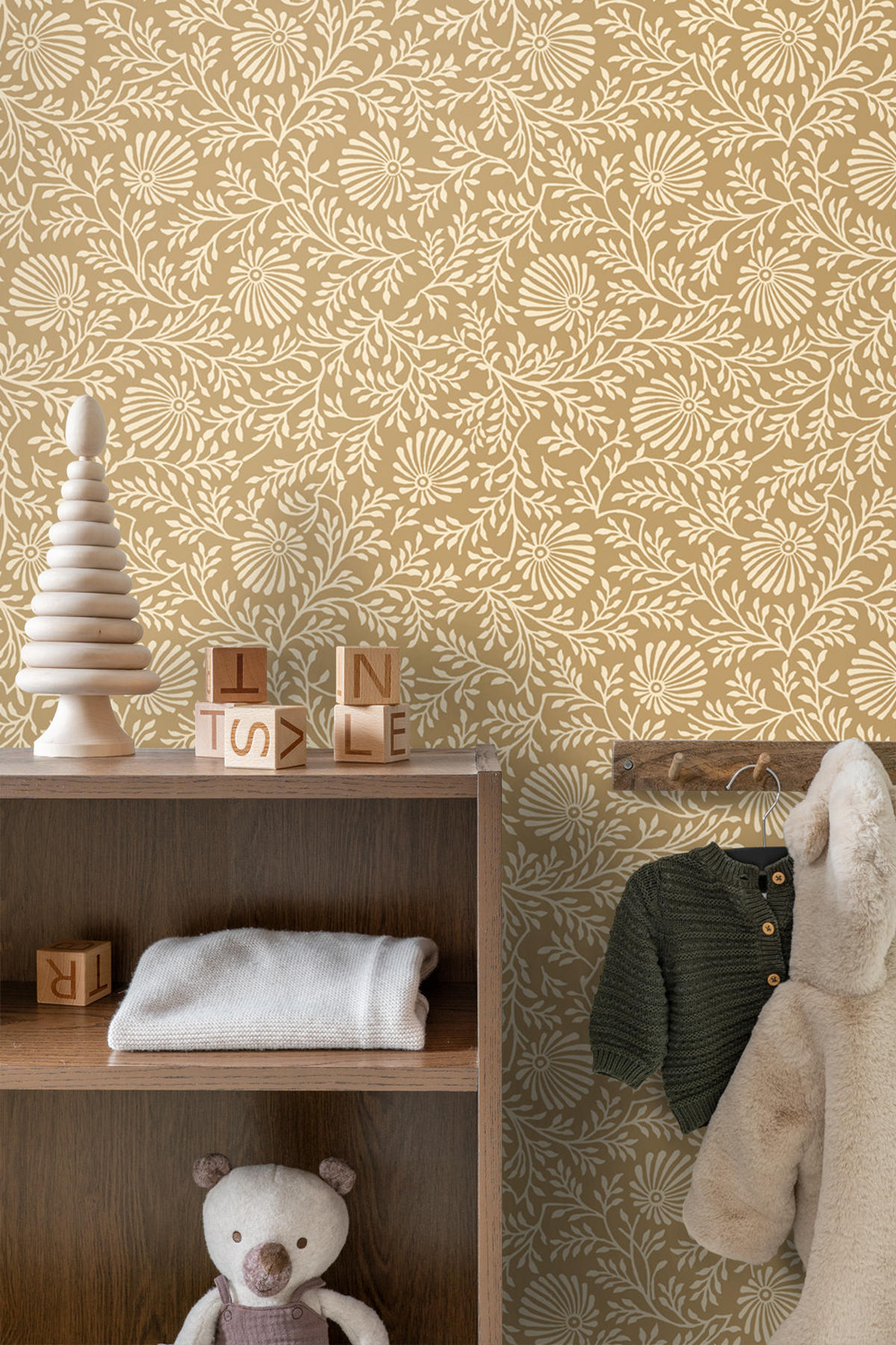TAPETE Blumenmuster 50 x 900 cm - Gelb, Papier (50/900cm) - ESTAhome