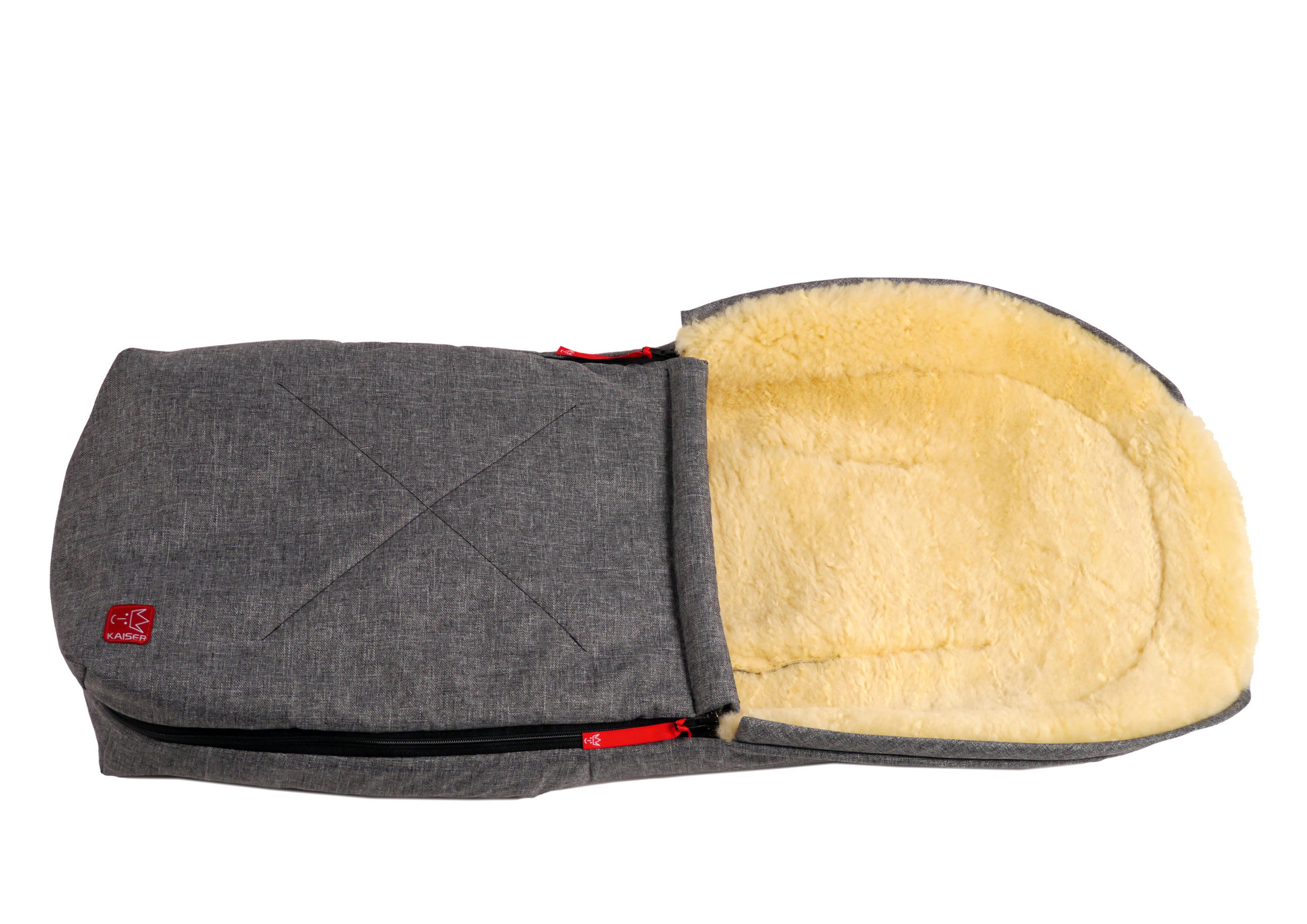 LAMMFELL-BABYSCHALENFUSSSACK Emma, anthracite melange - Grau, Fell (37/7/80cm) - Kaiserbaby