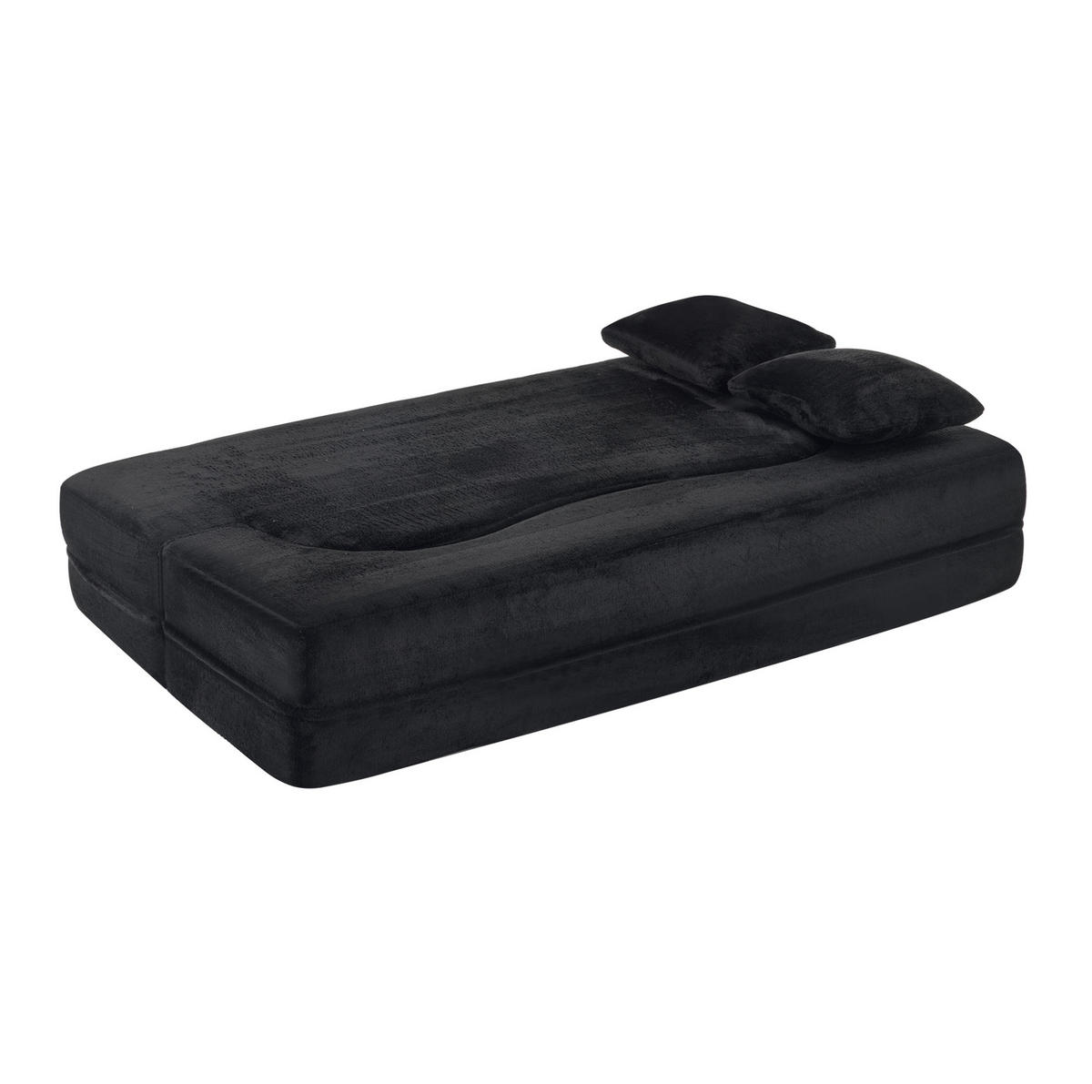 SCHLAFSOFA aus Schaumstoff Schwarz faltbar als Sofa und Gästebett mit 2 Kissen - Schwarz, Kunststoff (180/70/55cm) - Modfu