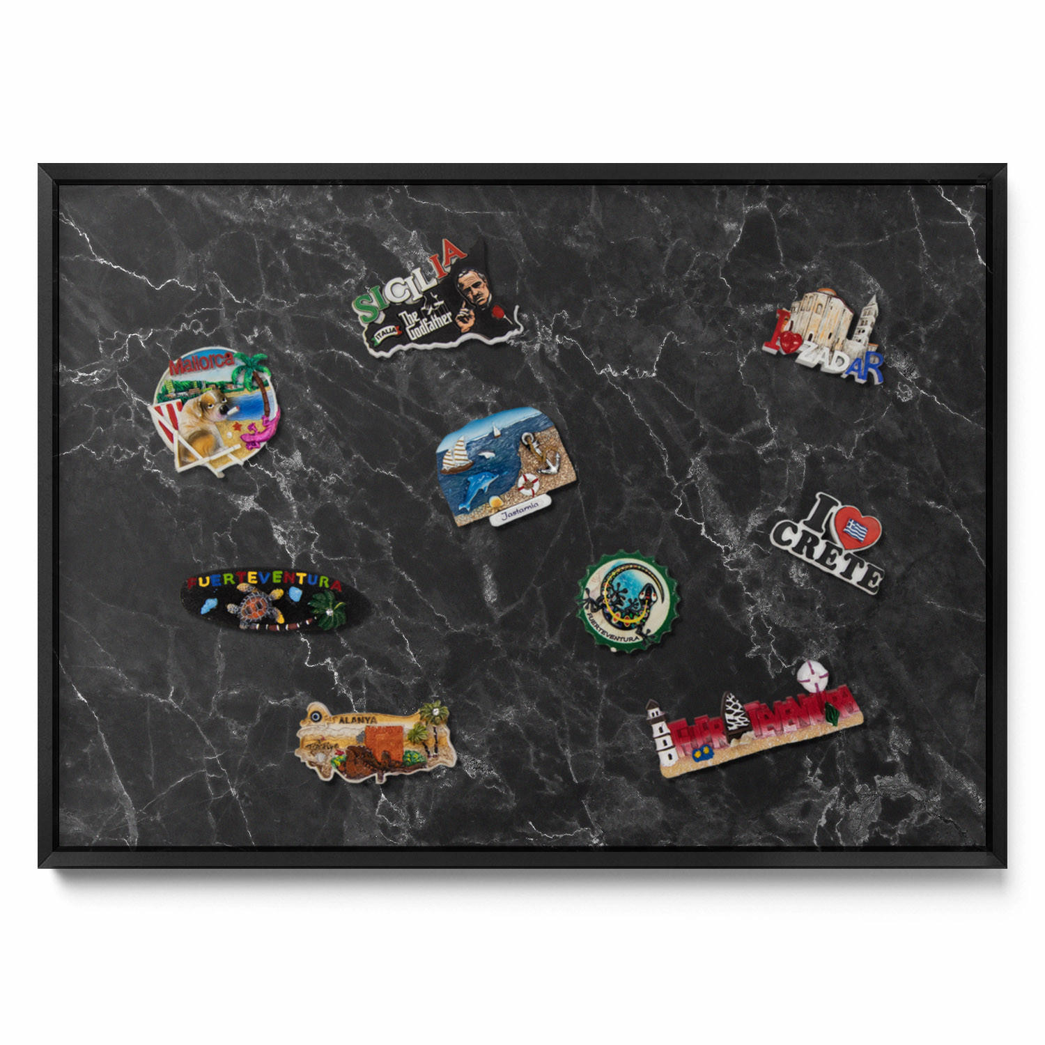 TULUP MAGNETICKÁ TABULE 70x50 cm černý rám – Stylový mramorový kámen