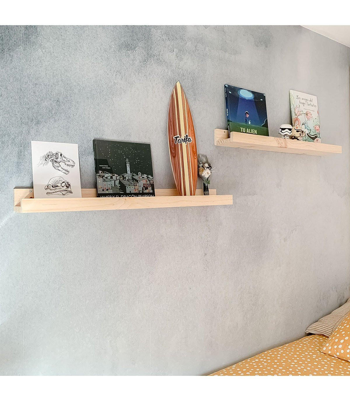 WANDREGAL aus massiver Kiefer - L40 x H7 cm - Eschefarben, Holzwerkstoff (12.5/7/40cm) - Calicosy