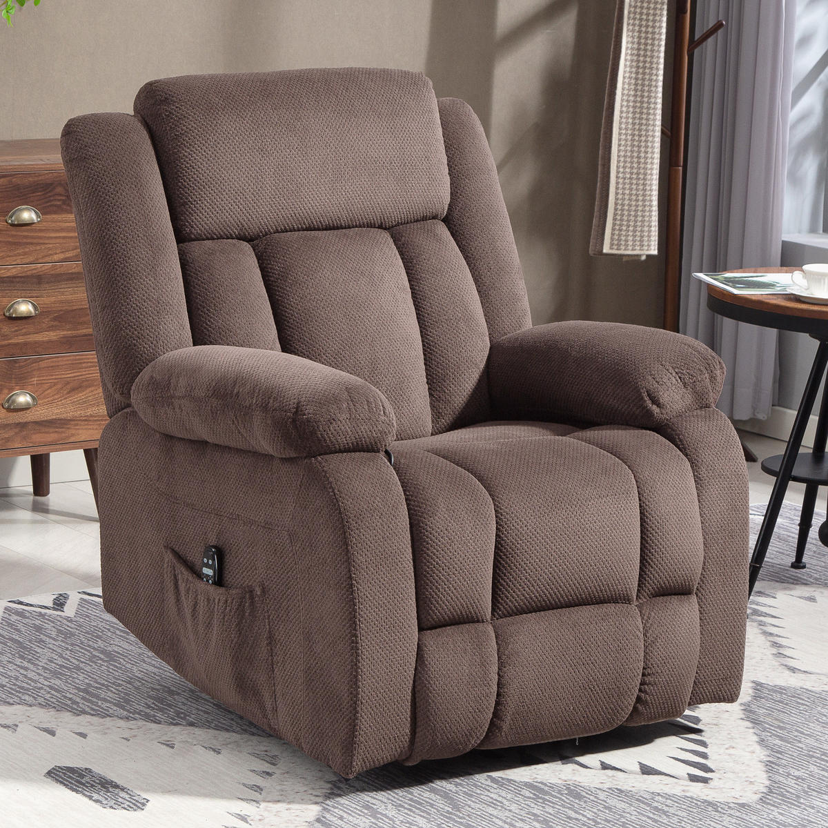 MASSAGESESSEL mit Liegefunktion Vibrationsmassage Braun - Braun, Textil (92/102/92cm) - HOMCOM