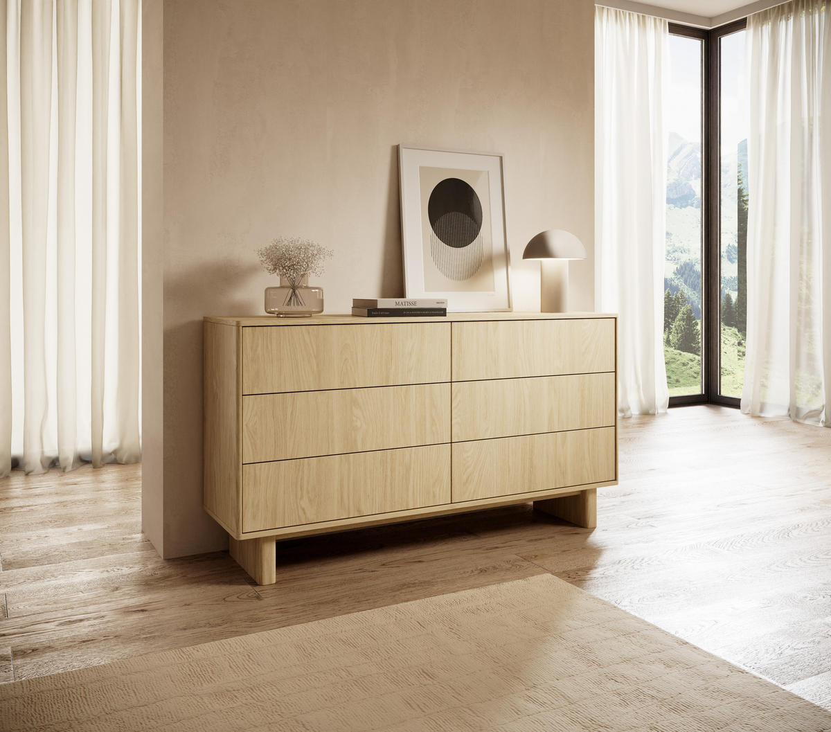KOMMODE: geölte Eiche, 153,5 x 82,6 x 38,1 cm - Eichefarben, Holzwerkstoff (153.5/82.6/38.1cm) - 3XE LIVING