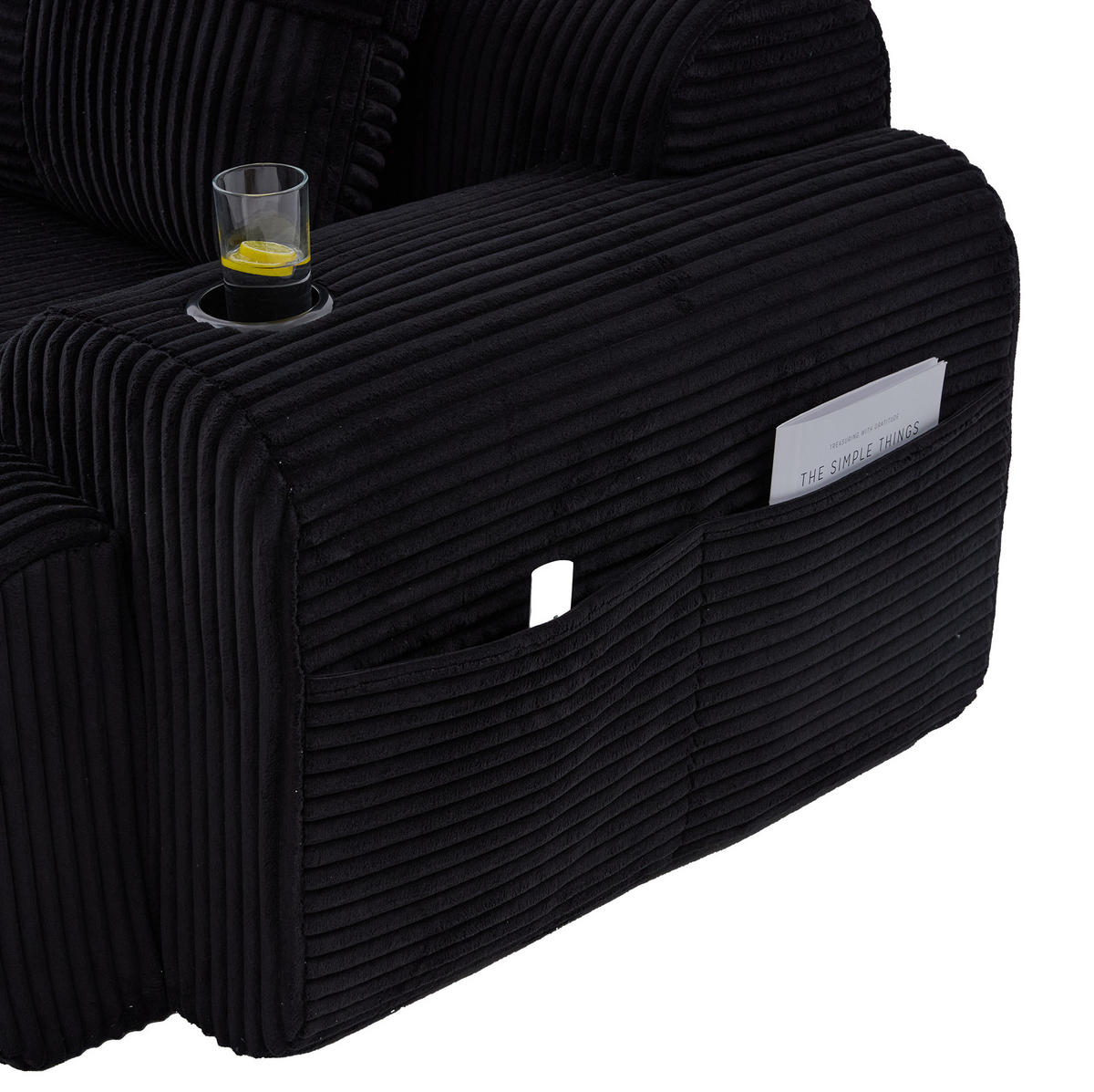 MODULSOFA 3-Sitzer 268 x 174 cm Corduroy Black - Schwarz, Kunststoff (174/80/268.1cm) - Meubliv