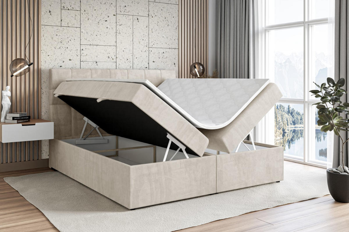 BOXSPRINGBETT BERO-Z KING - 120 x 200 - H3/H4 - Ecru - Ecru, Holzwerkstoff (120/200cm) - ALTDECOR