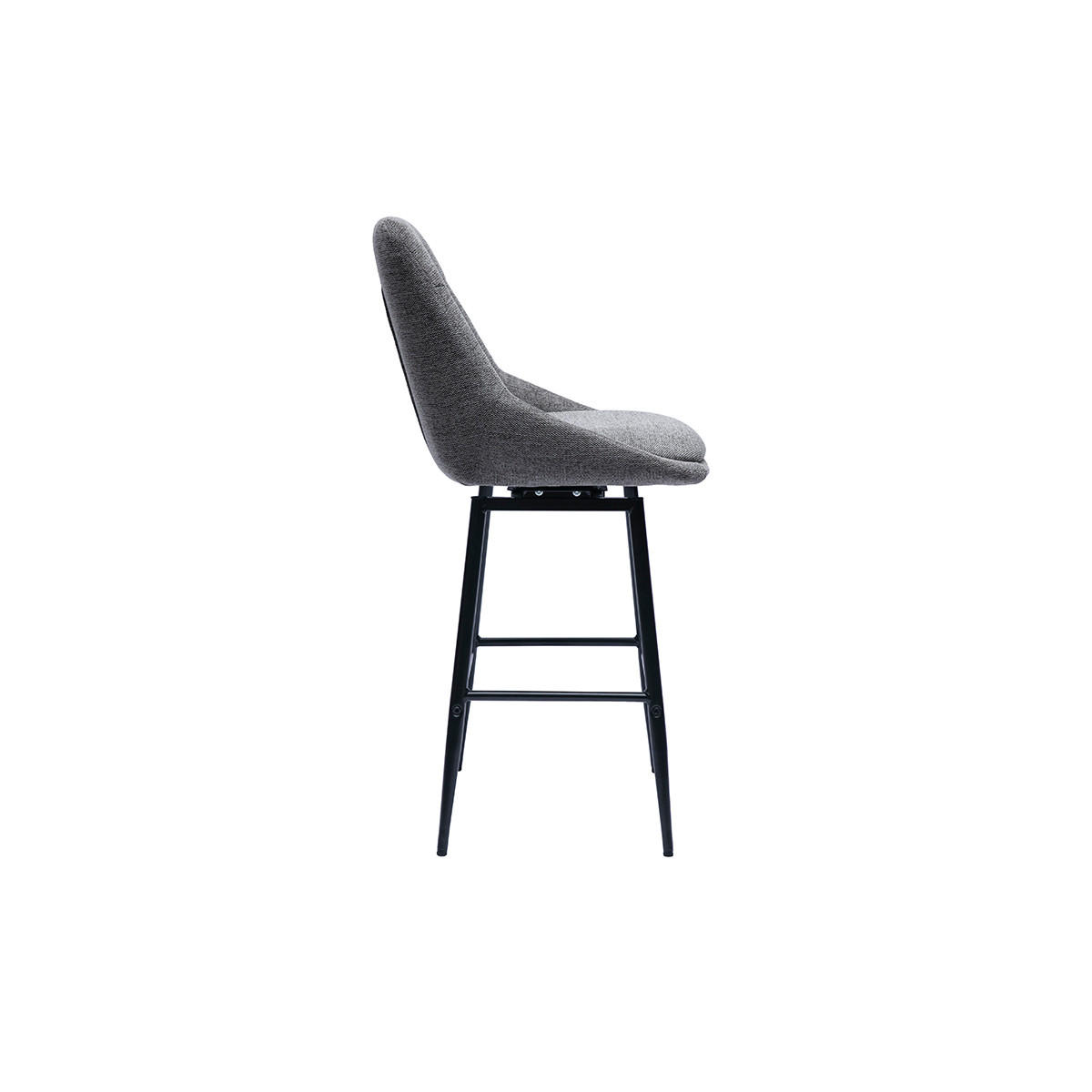 BARHOCKER aus Textil in Grau mit Samteffekt und Metall drehbar H66 cm (2er-Set) ALESS - Grau, Textil (52.5/97/49.5cm) - Miliboo