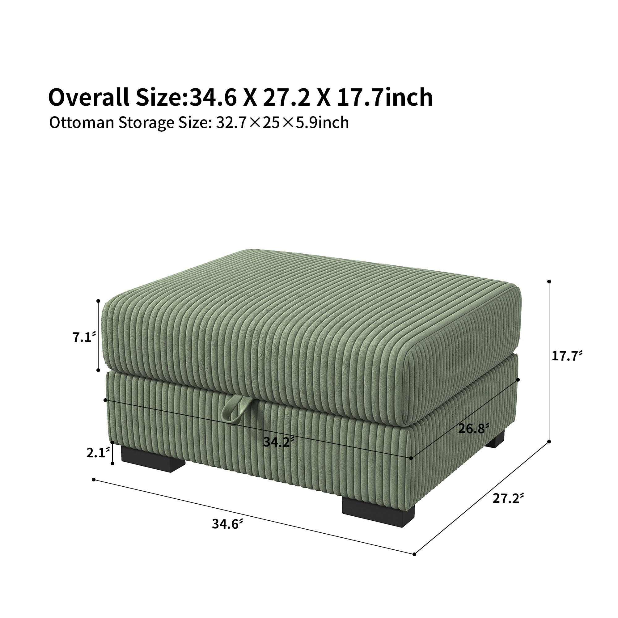 SITZHOCKER Schiefergra Mit Stauraum 69x88x45 Cm Fußbank - Grün, Holz (69/45/88cm)