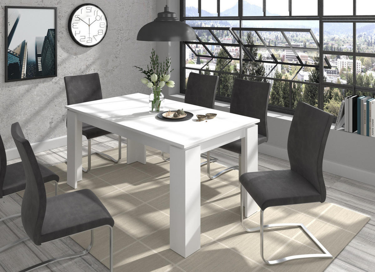 ESSTISCH weiß 160 - 200 x 90 cm, Küchentisch ausziehbar - Weiß, Holzwerkstoff/Metall (160/90/76cm) - Inn.Furn