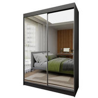 SCHWEBETÜRENSCHRANK BELLINA 160/216/61 cm 2-türig mit Spiegel Grau - Grau, Holzwerkstoff (160/216/61cm) - MASSENO