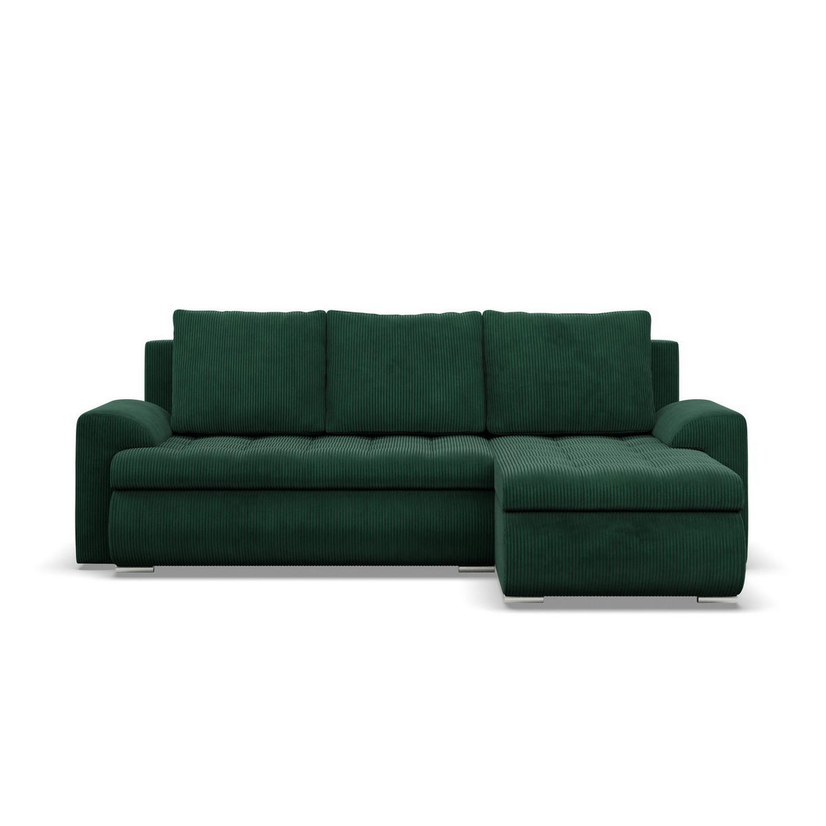 ECKSOFA RECHTS MIT SCHLAFFUNKTION FORESTA, Cord - Dunkelgrün - Dunkelgrün, Textil (230/159cm) - Mebligo