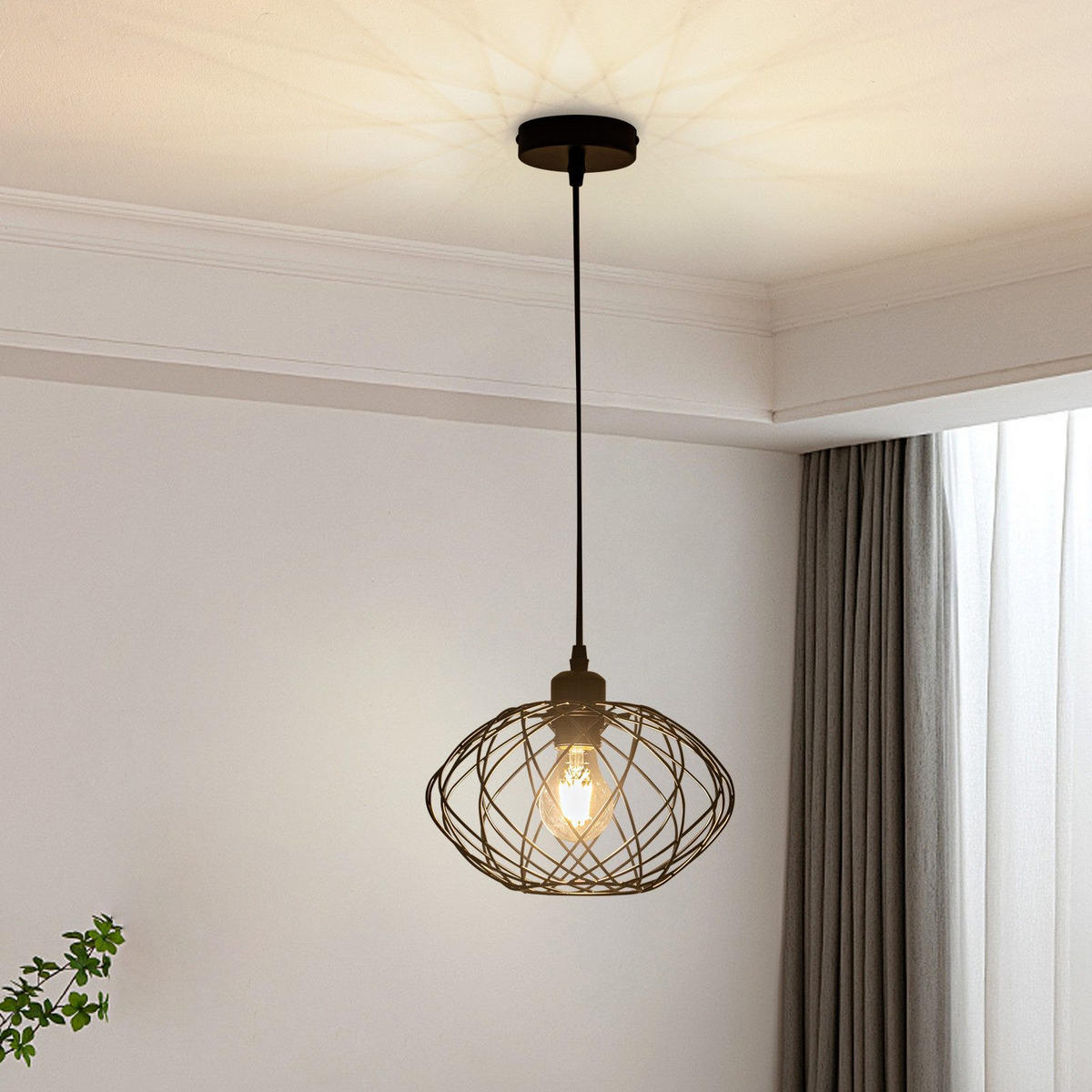 ZÁVĚSNÁ lampa Duffy 25/25/15cm - černá, kov (25/25/15cm) - Nettlife