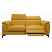 3-SITZER Sofa Planet Echtleder mit 1 x Relaxfunktion Senfgelb - Gelb, Leder/Metall (200/80/110cm)