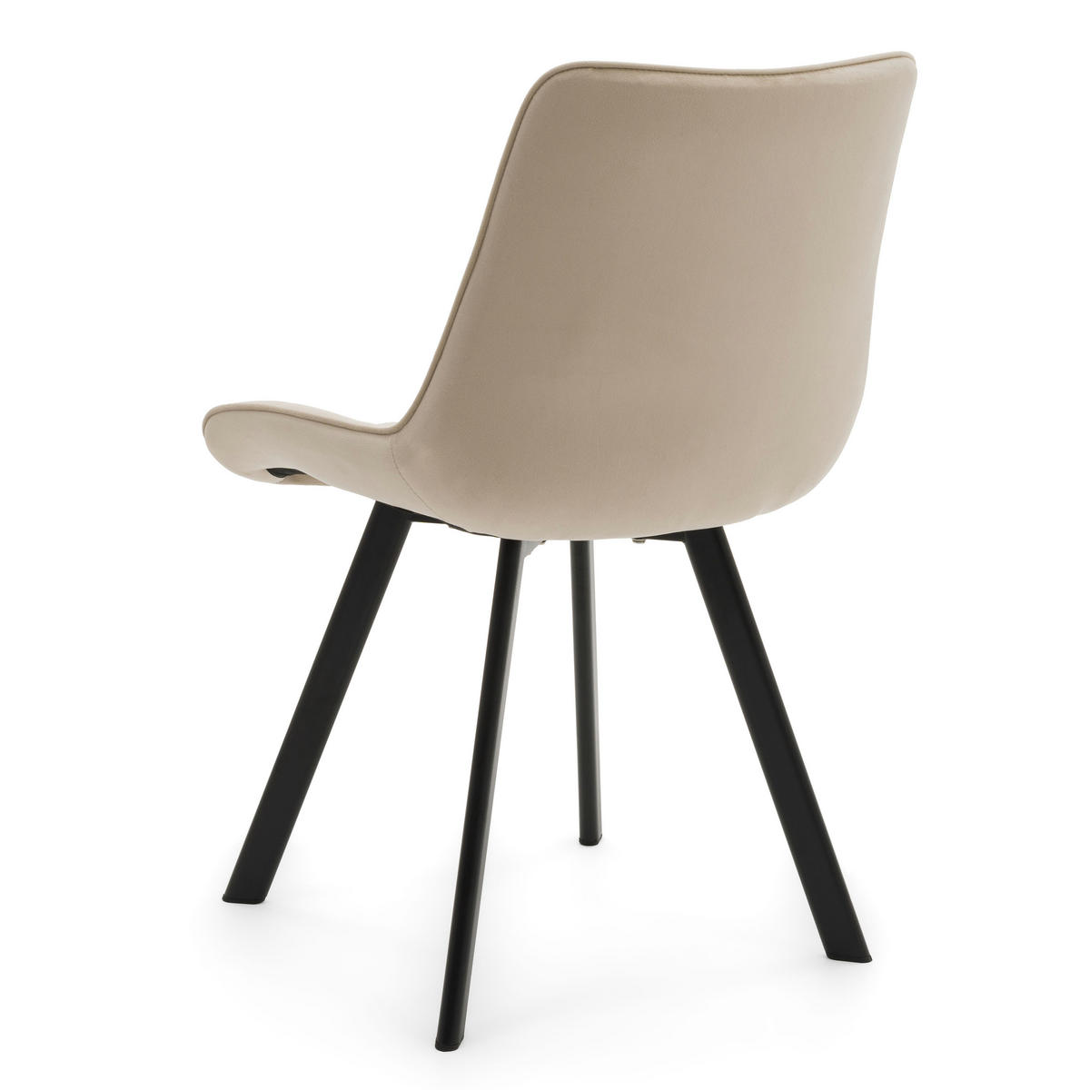 STUHL TORI gepolsterter mit Steppung - beige - Samt Velour - Beige/Schwarz, Textil/Metall (53/86/60cm) - NEW HOME