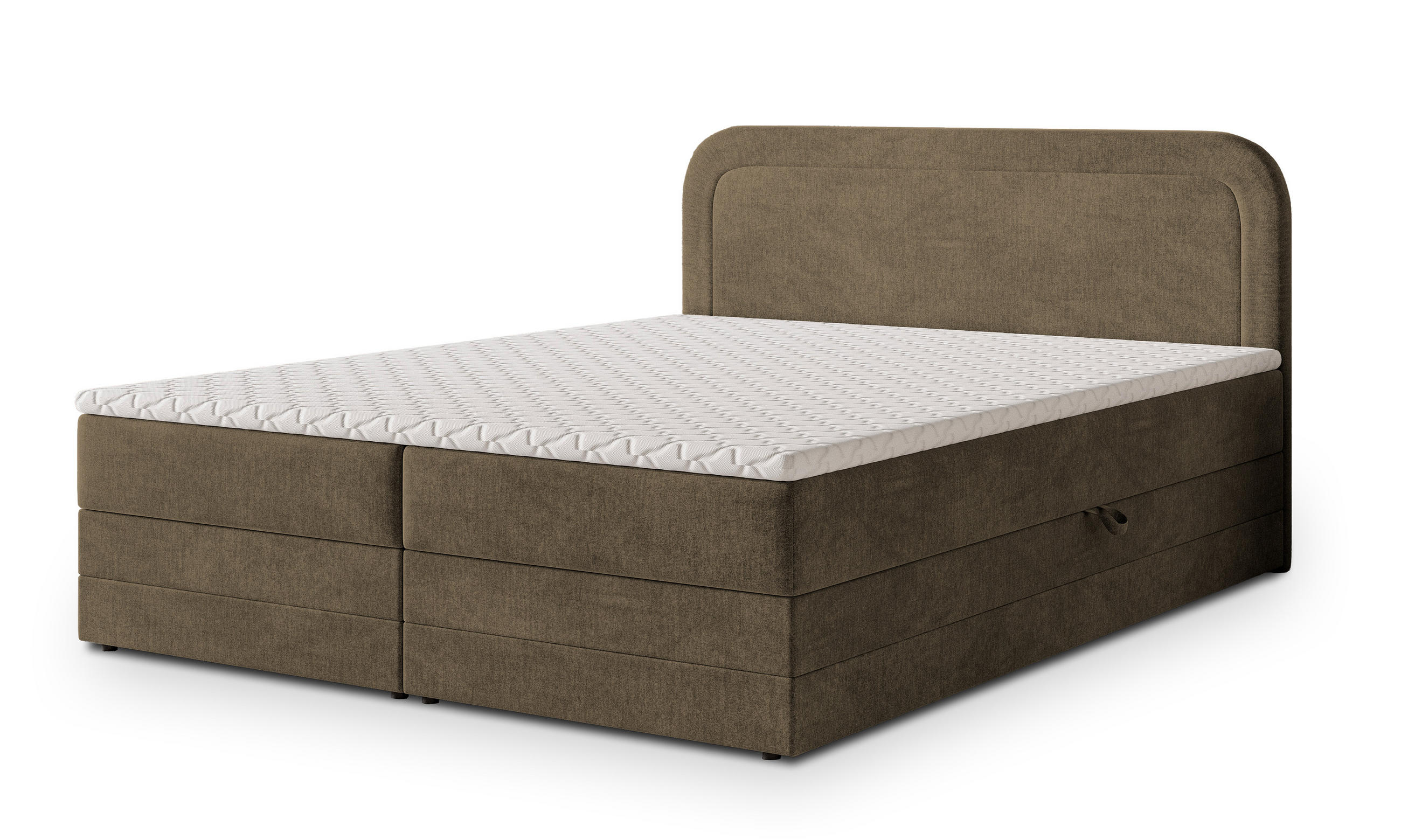 BOXBETT ARMEL 140x200 cm mit Matratze und Topper - Beige - Beige, Holz (140/200cm) - MASSENO