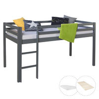 HOCHBETT Lattenrost Matratze 90/200 cm Grau - Grau, Holz - Homestyle4u