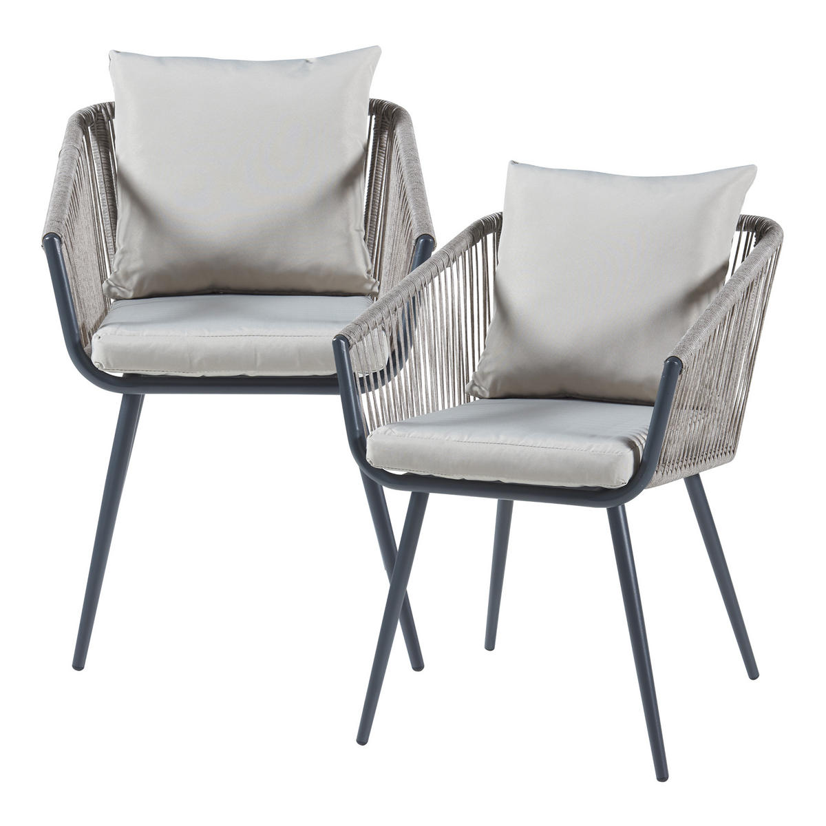 BISTRO-SET 3 TLG. Abriola - Grau, Metall - casa.pro