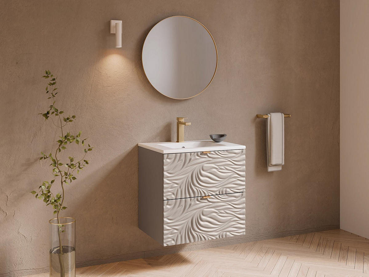EINZELWASCHTISCH - 60 cm x 46 cm - Holz, Platte - Beige - RINAREL - Beige, Holz (60/60/46cm) - Vente-Unique