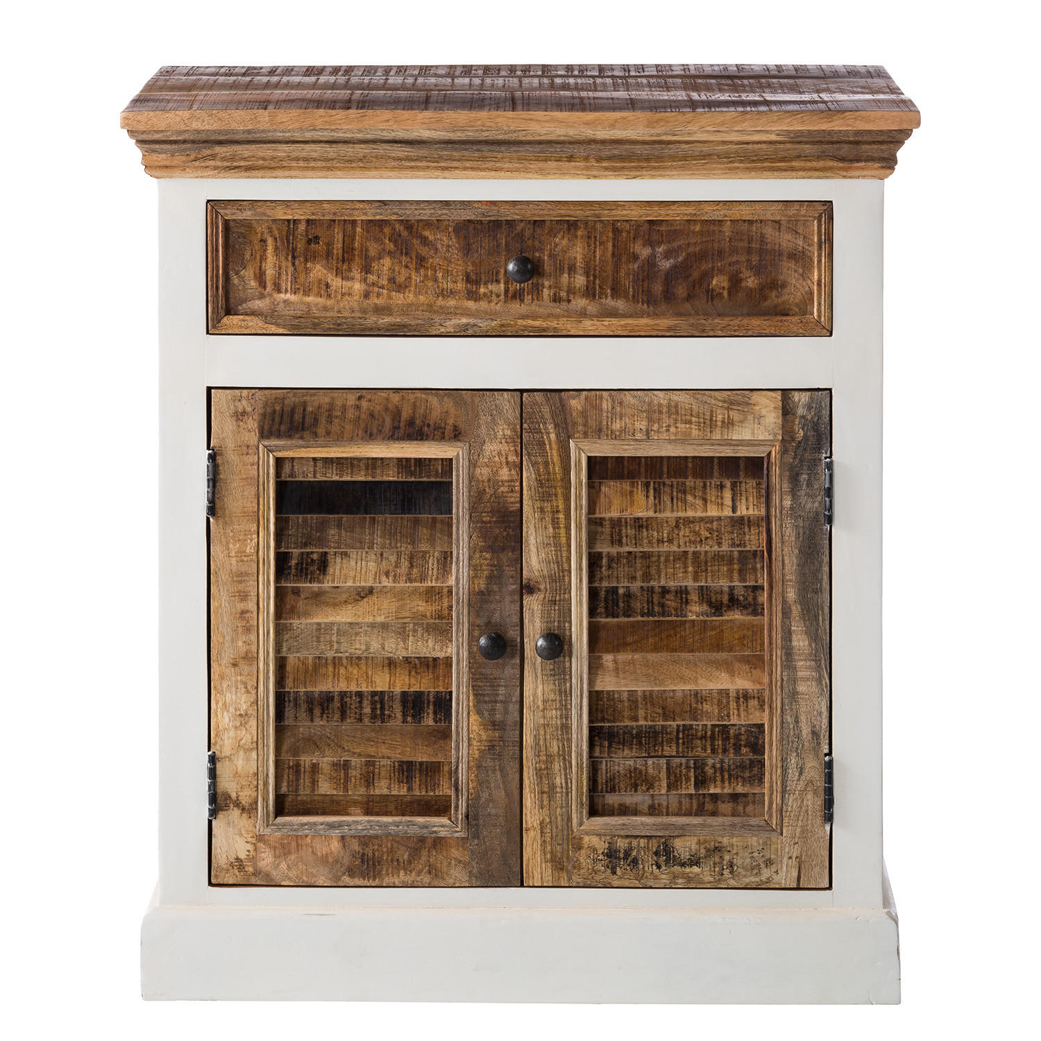 SCHUHKOMMODE - Mango massiv - Braun/Weiß, Holz (80/90/45cm) - home24