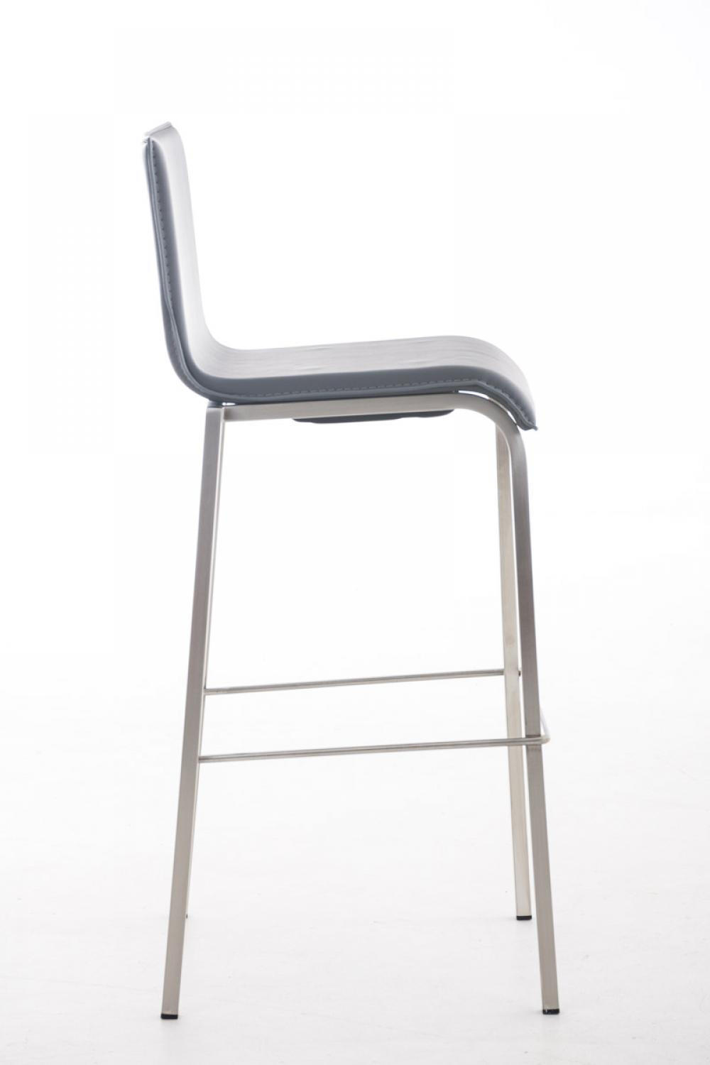 BARHOCKER Lederlook grau - Edelstahlfarben/Grau, Textil/Metall (43/103/51cm) - CLP