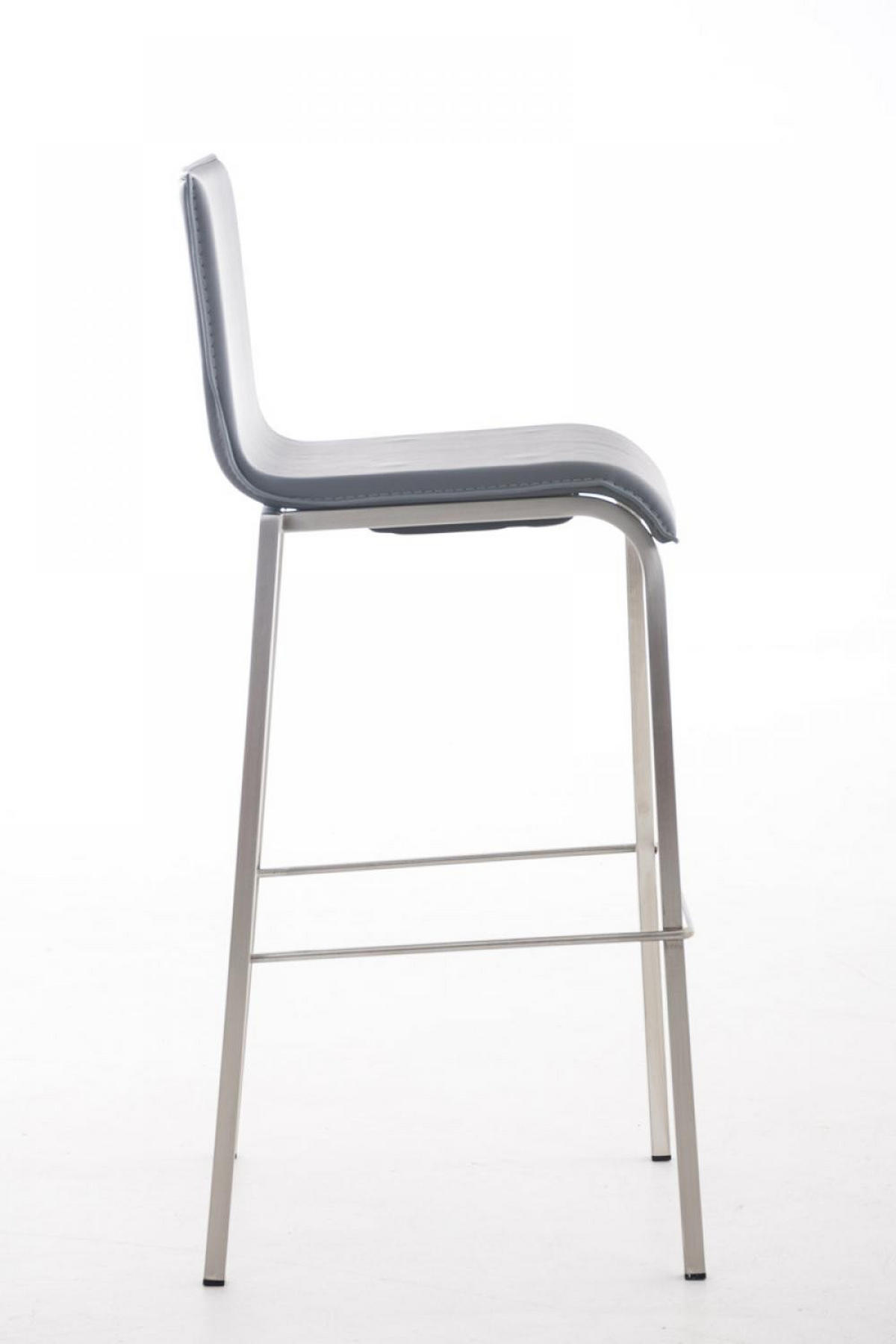 BARHOCKER Lederlook grau - Edelstahlfarben/Grau, Textil/Metall (43/103/51cm) - CLP