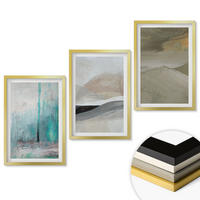 WANDBILDER 3er Set - 40x60 cm Goldrahmen - Gemalte abstrakte Dekorationen - Goldfarben, Kunststoff (40/60cm) - ArtPrintCave