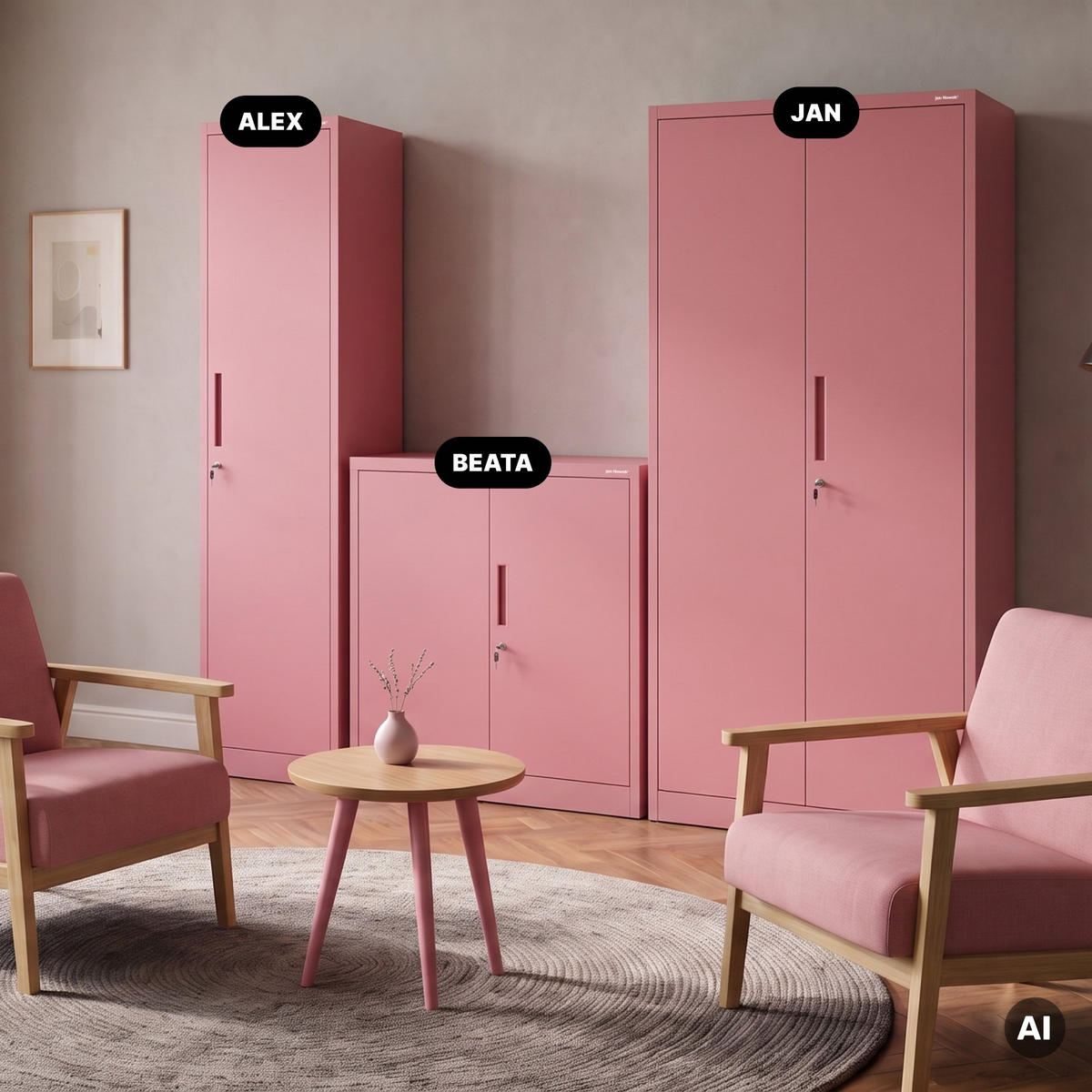BÜRO Aktenschrank ALEX Fresh Style - Rosa, Metall (45/185/40cm) - Jan Nowak