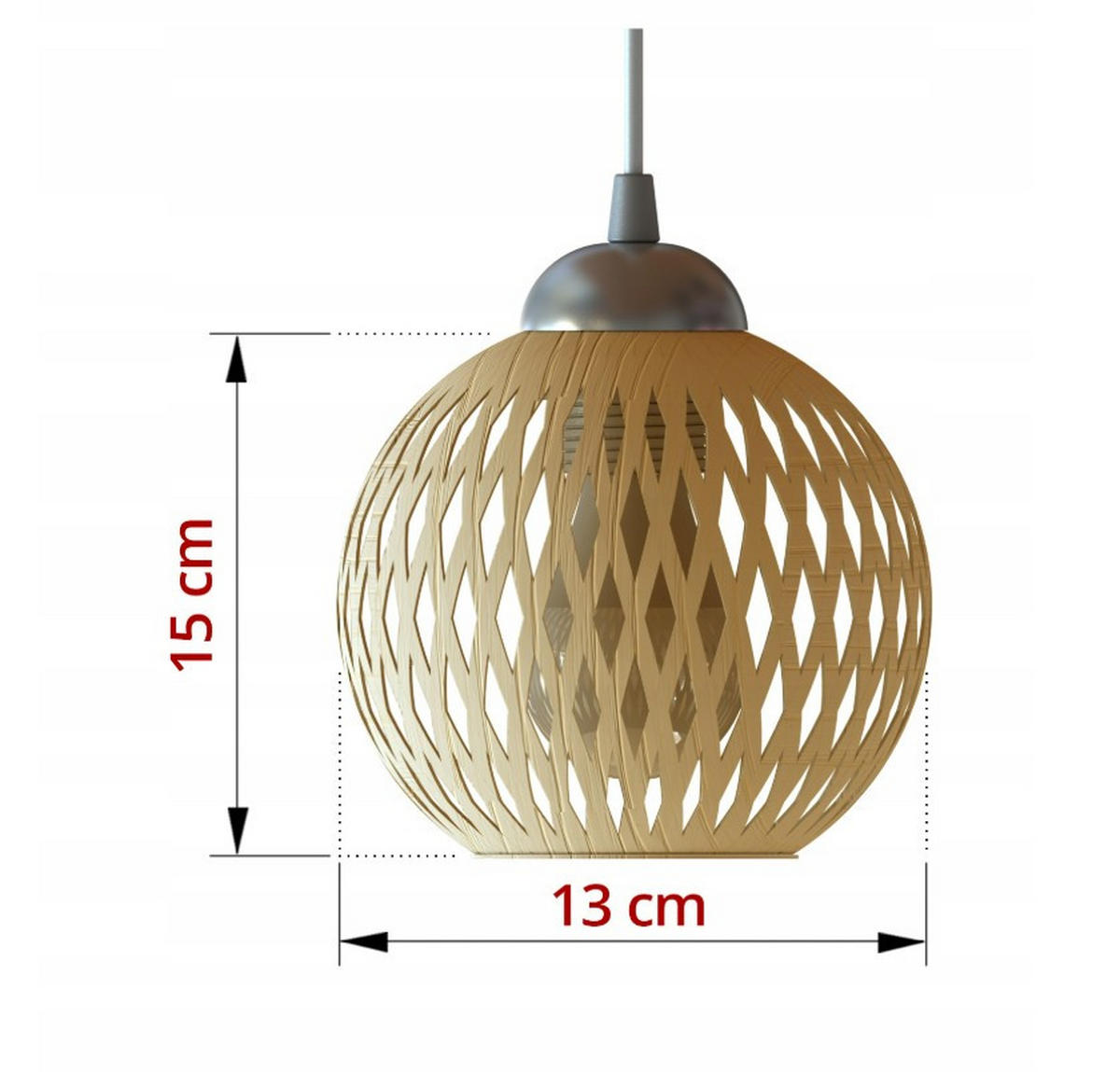 PENDELLEUCHTE BOHO - Beige/Schwarz, Holz/Metall (13/42/100cm) - kiki design