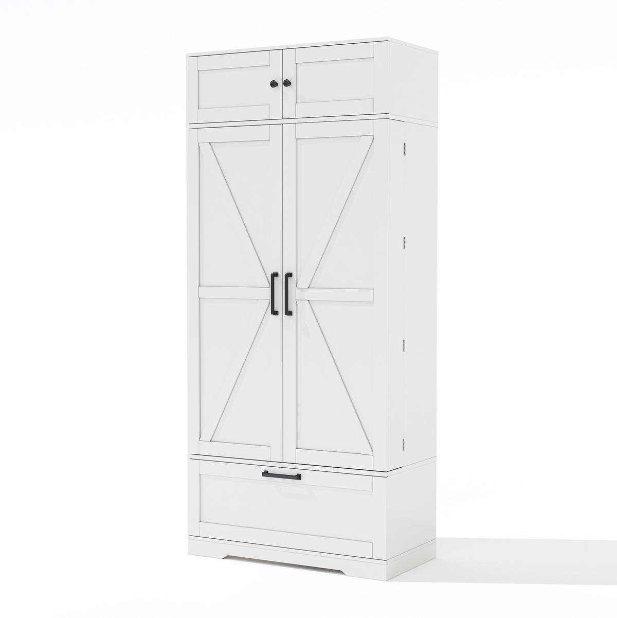 BUFFETSCHRANK 80/40/180 cm mit Schublade, Weinregal und verstellbaren Einlegeböden aus MDF, Weiß - Weiß, Holzwerkstoff (80/180/40cm) - Redom