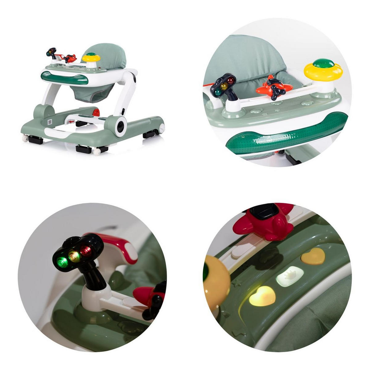 LAUFLERNHILFE little Explorer grün 4 in 1 Laulernwagen Musik Stopper Räder - Grün, Kunststoff (58/55/68cm) - Chipolino