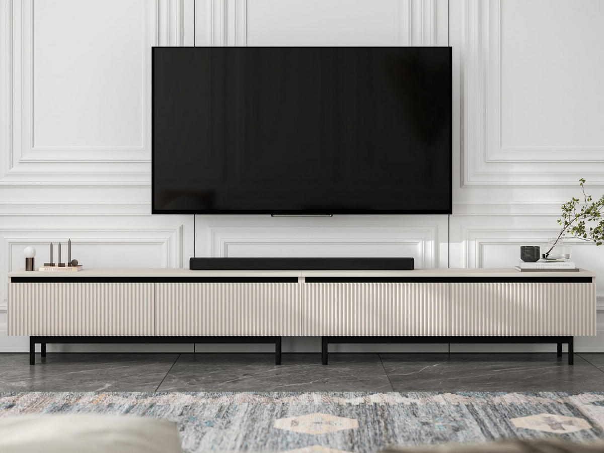 TV-LOWBOARD 2-er Set Selene Kaschmir Matt mit Metallrahmen 140 cm - Kaschmir/Beige, Holzwerkstoff/Metall (280/44/35cm) - Meble Lindner