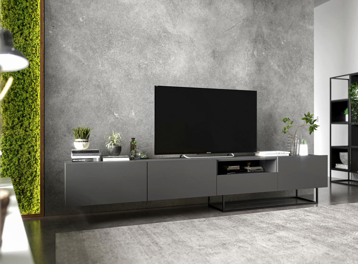 TV-SCHRANK Enjoy Graphit matt mit Metallrahmen Schublade 120 cm - Schwarz/Grau, Holzwerkstoff/Metall (120/46/35cm) - Meble Lindner