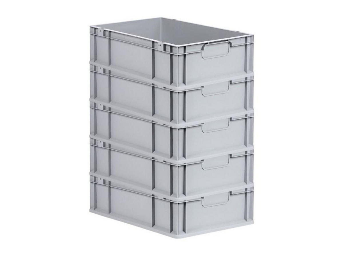 EUROBOX 5x Nextgen Economy Griffe Geschlossen 17x40x60cm 34 Liter - Grau, Kunststoff (40/17/60cm) - PROREGAL