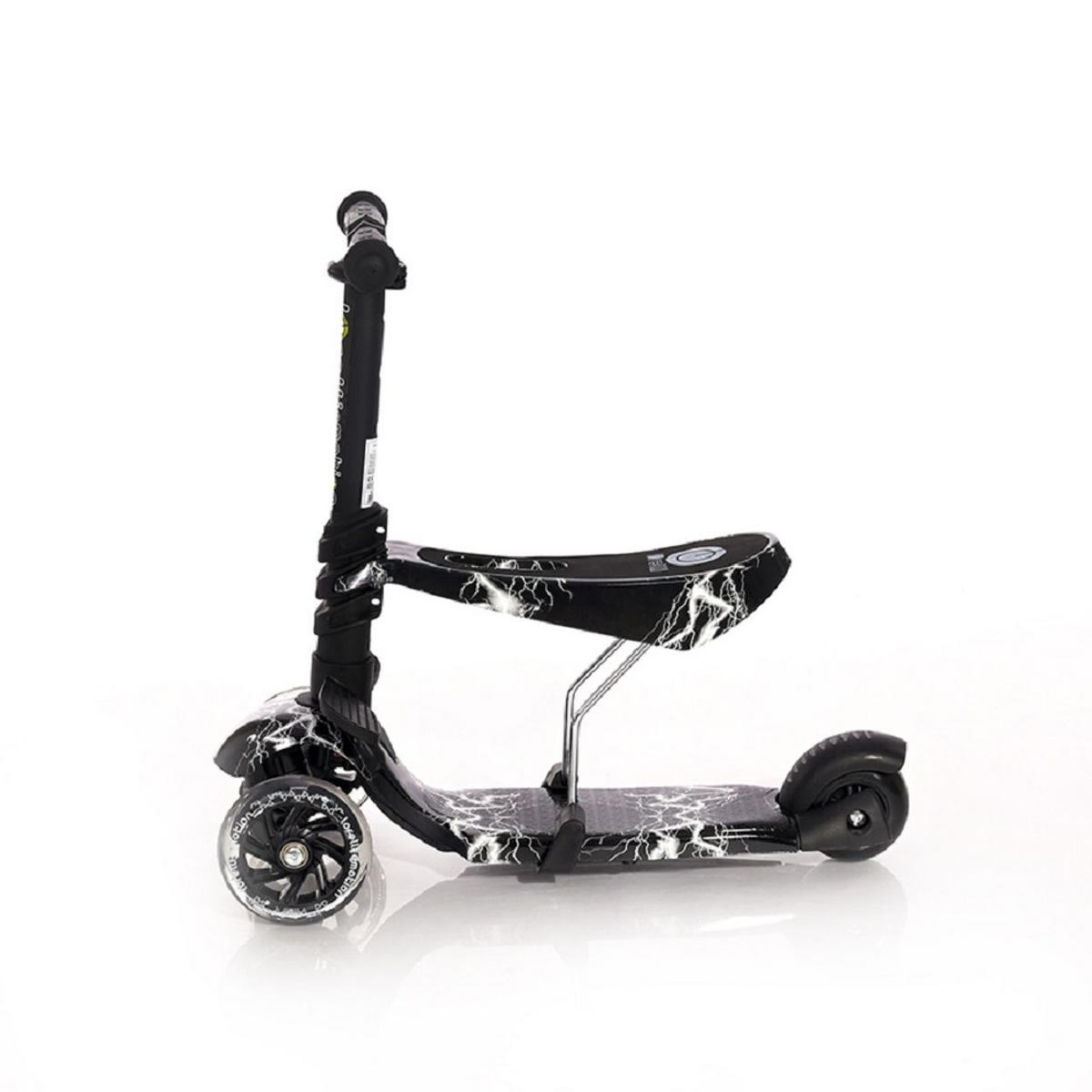 KINDERROLLER Laufrad Smart 2 in 1 schwarz/grau Smart PU Räder leuchten klappbar verstellbar - Schwarz, Kunststoff (58/25/80cm) - Lorelli