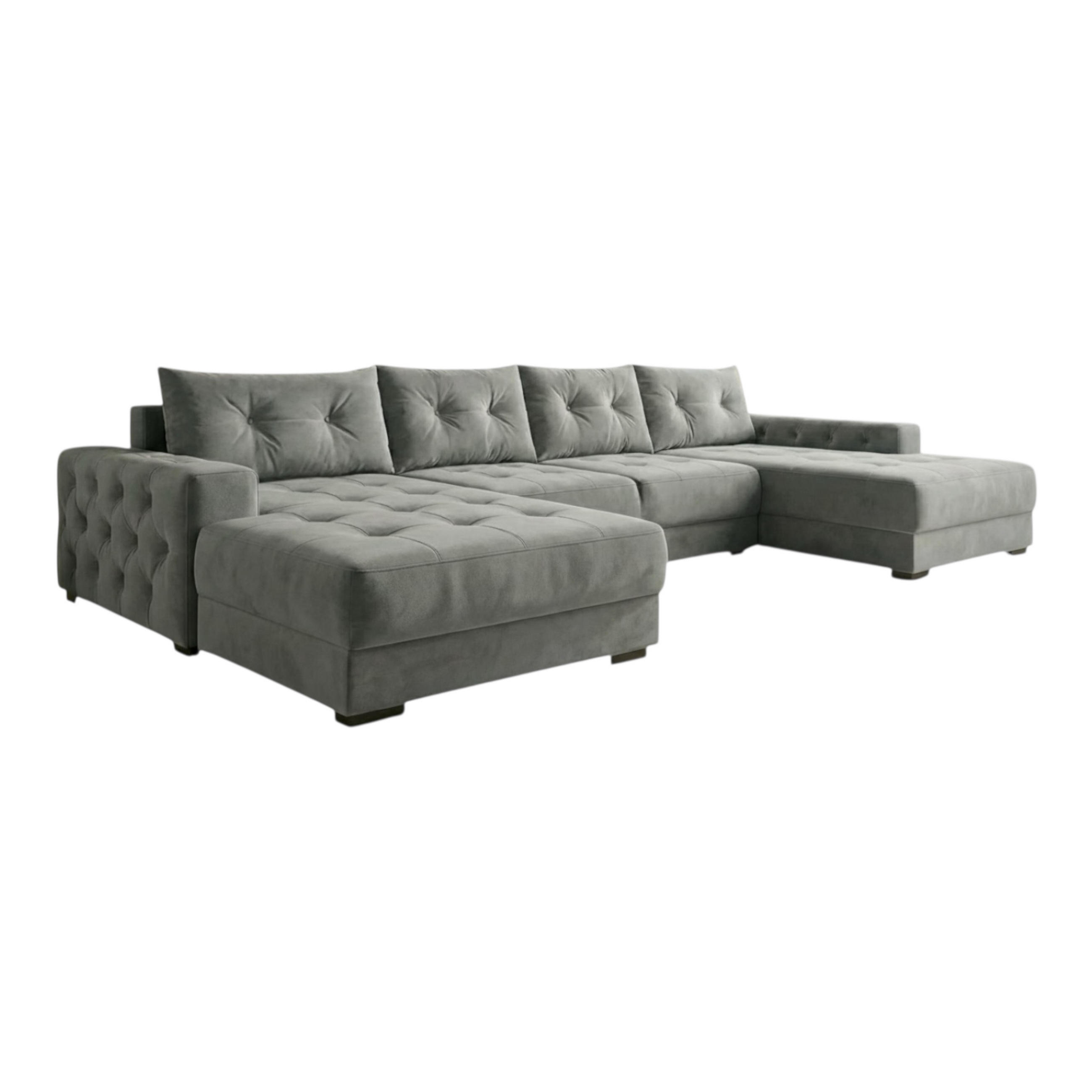 ECKSOFA MODENA 320 cm x 185 cm – Stoff: CASABLANCA Grau 14 Farbe: Grau - Grau, Textil (320/185cm) - A&J MöbelLand