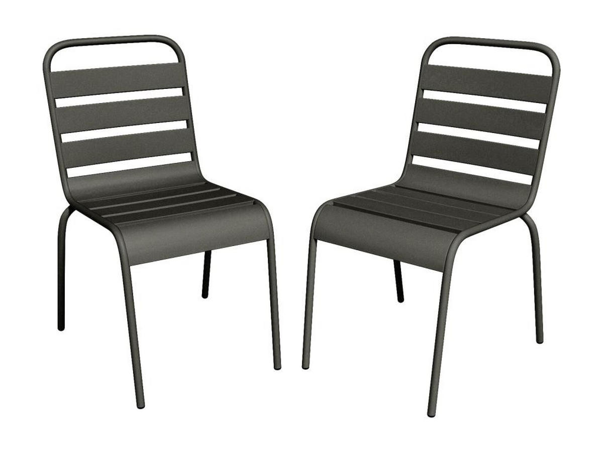 GARTENSTUHL stapelbar 2er-Set - Metall - Anthrazitgrau - MIRMANDE von MYLIA - Anthrazit, Metall (59/79/47.5cm) - Vente-Unique
