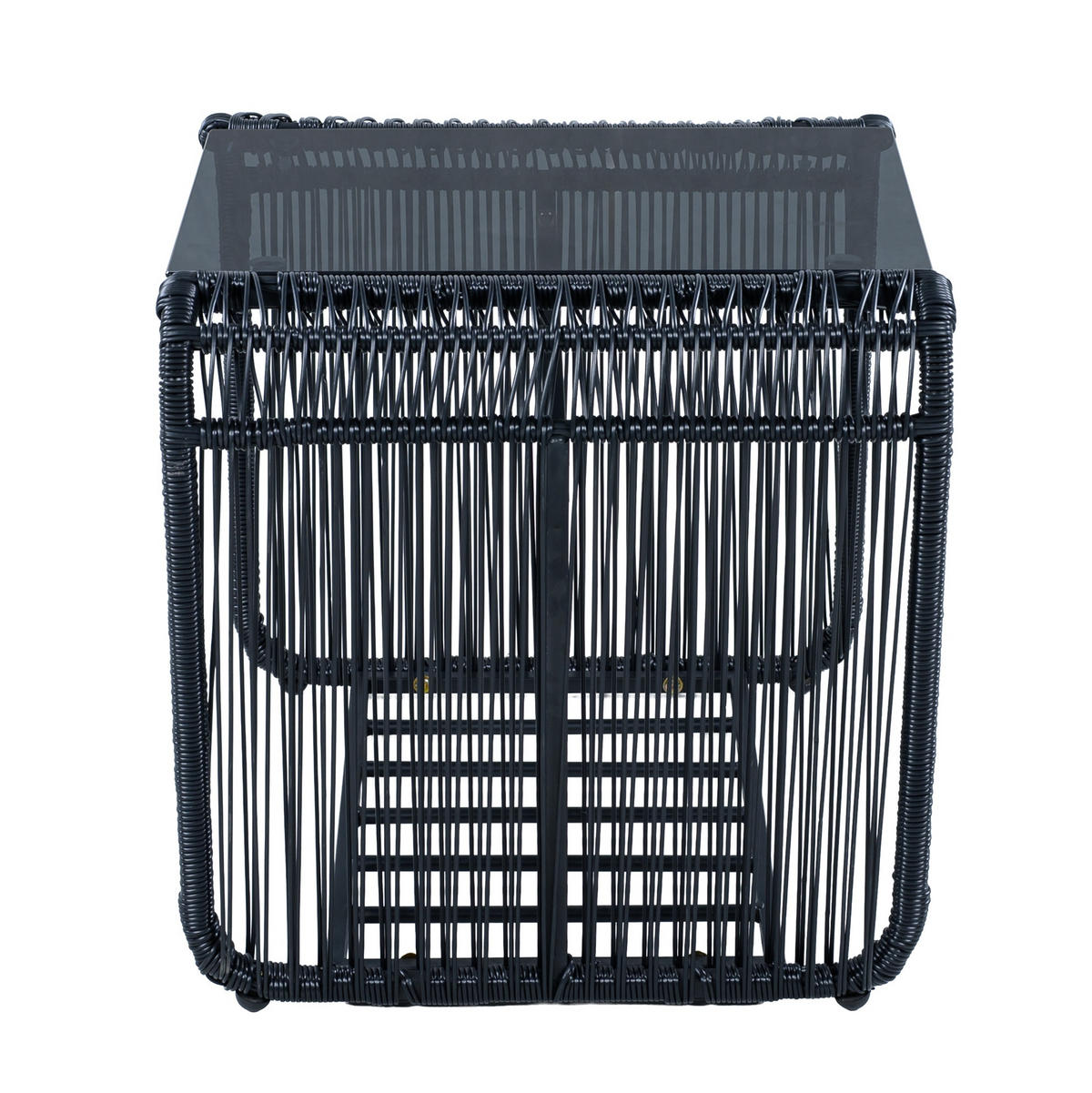 GARTENMÖBEL-SET mit Tisch 51/51/50,5 cm und 2 Stühlen, mit Kissen und Glasplatte, Schwarz/Grau - Schwarz, Metall - Redom