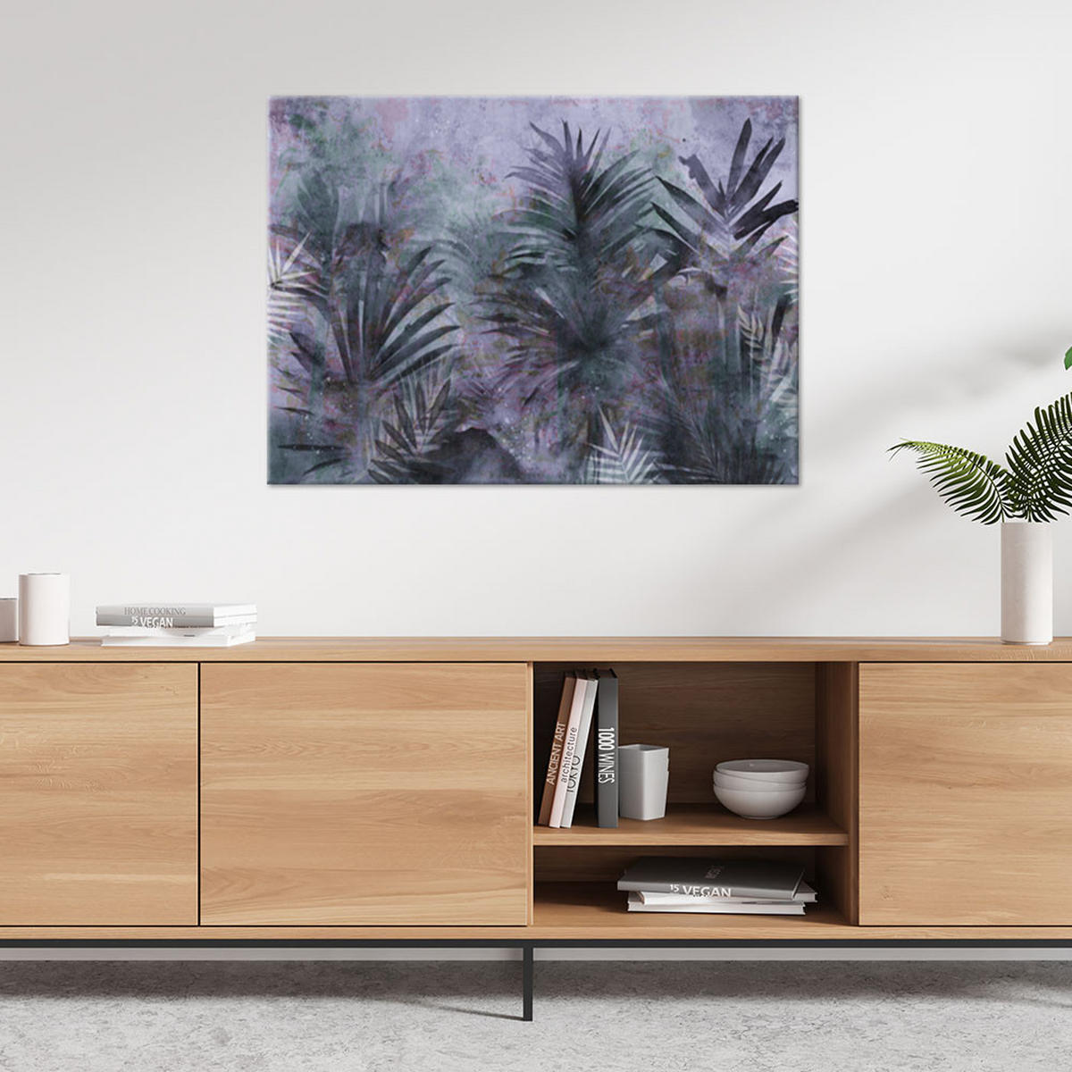 WANDBILD tropische palmenblätter lila - Lila, Textil (60/40cm) - Feeby