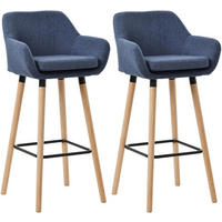 BARHOCKER 2er Set Grande Stoff dunkelblau - Blau, Holz/Textil (51/101/50cm) - TPFLiving
