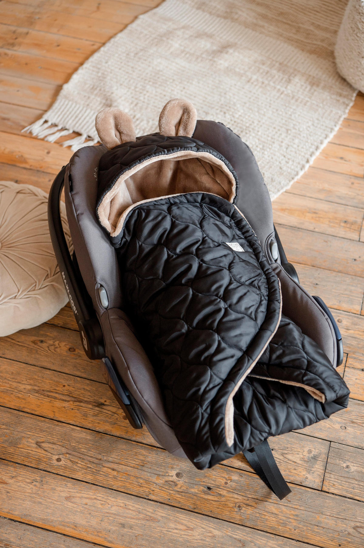 BABYSCHALENWRAP Recy Small, black/light brown - Schwarz/Braun, Textil (32/7/77cm) - Kaiserbaby