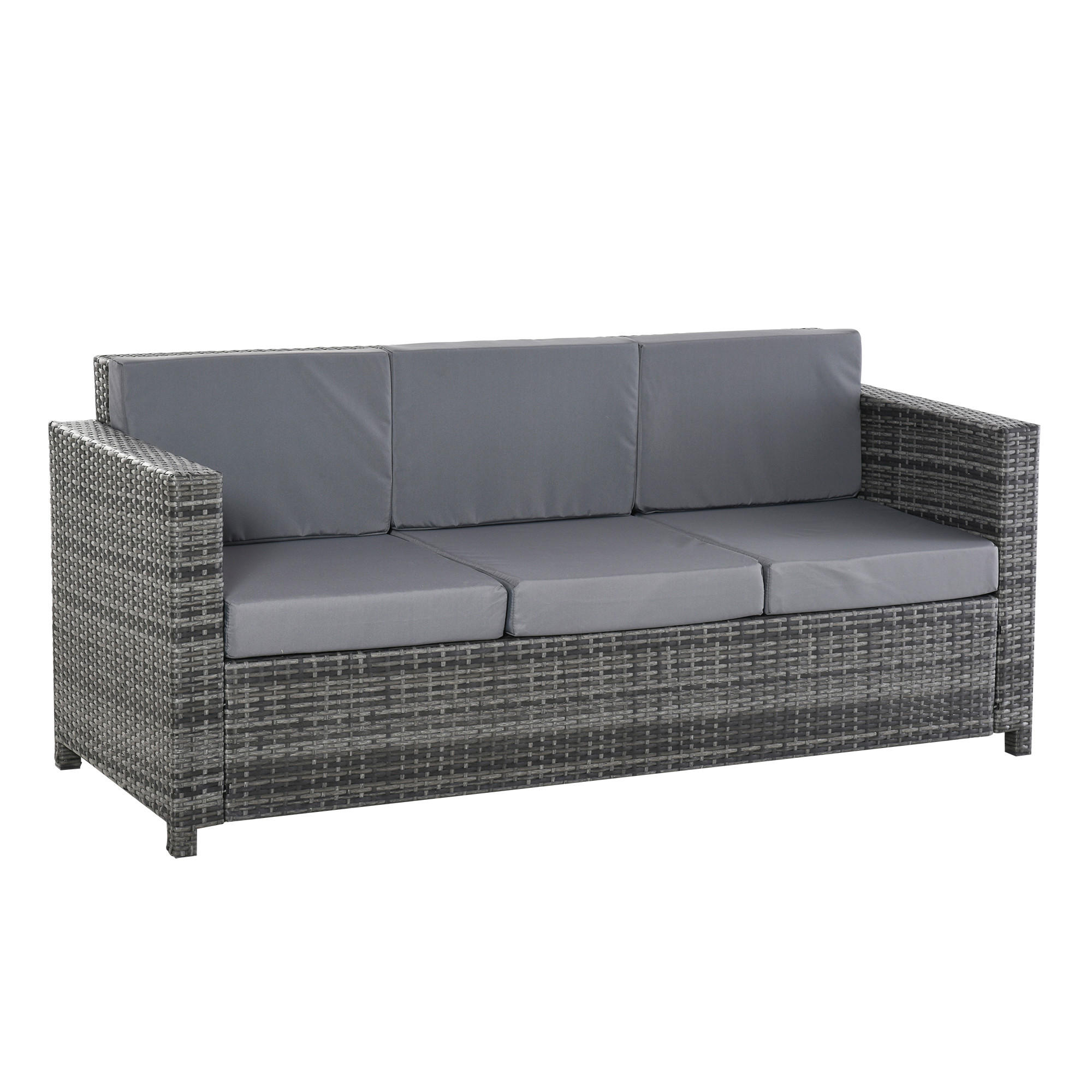 POLY-RATTAN Sofa, Metall, Grau - Grau, Metall (70/80/185cm) - Outsunny