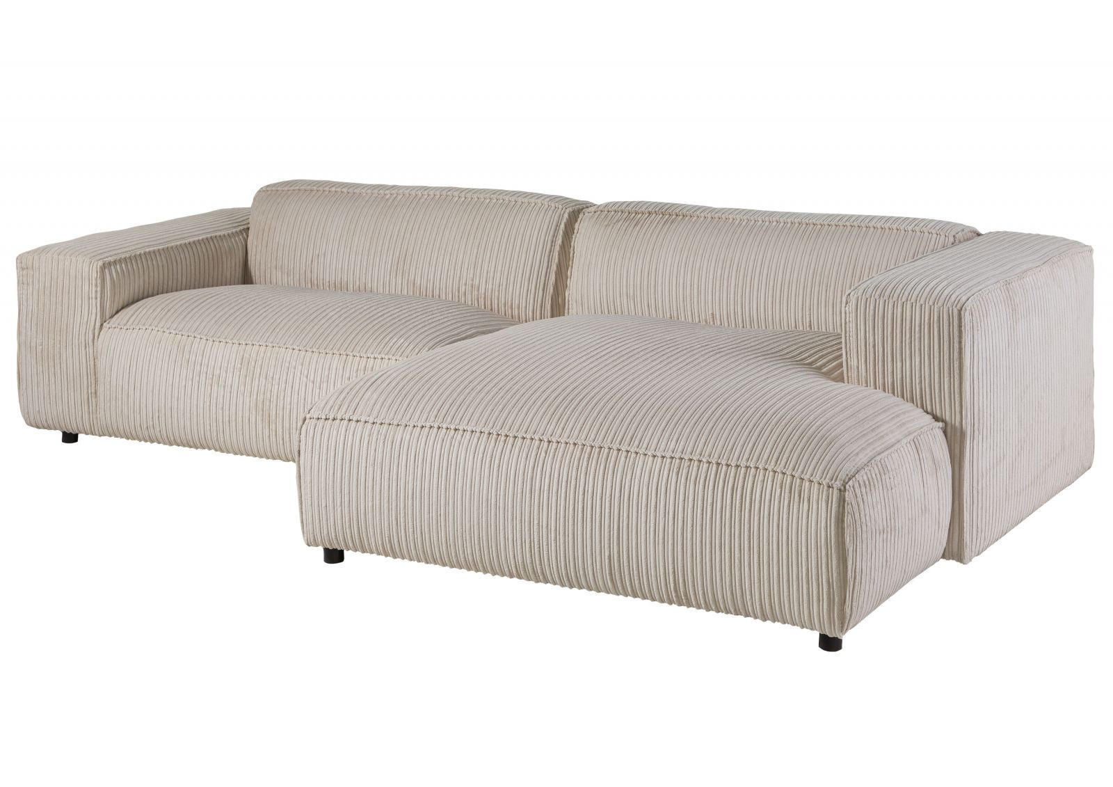 ECKSOFA 279x164x69 Cord elfenbein VALENCIA - Beige, Holz (279/164cm) - Massivmoebel24