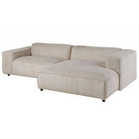 ECKSOFA 279x164x69 Cord elfenbein VALENCIA - Beige, Holz (279/164cm) - Massivmoebel24