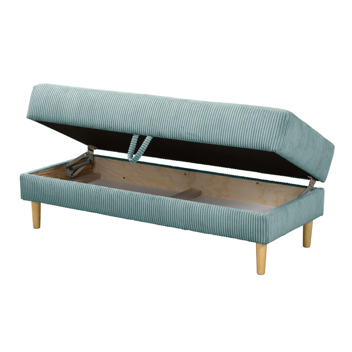 FUNKTIONSSOFA mit Hocker Kattie Cordstoff eisblau - Pastellblau, Kunststoff (144/230cm) - 58aufmkessel