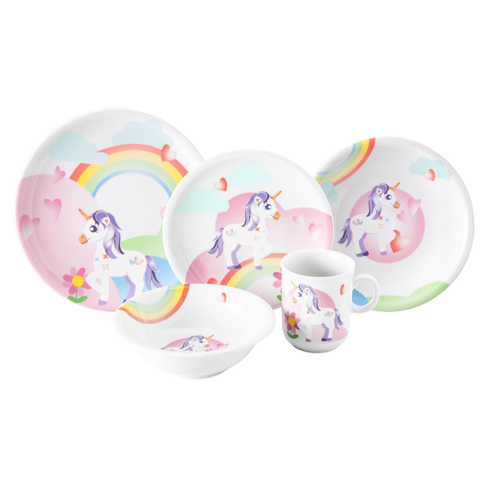KINDERGESCHIRR SET Compact Mein kleines Einhorn bunt 5er Set - Multicolor, Keramik (1/1/1cm) - Seltmann Weiden