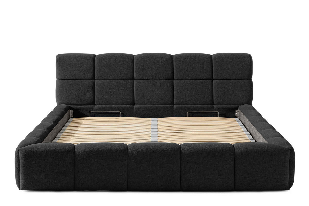 POLSTERBETT AERI 140/160/180/200 mit Rahmen und Bettkasten, anthrazit - Anthrazit, Holz/Holzwerkstoff (180/200cm) - KONSIMO®