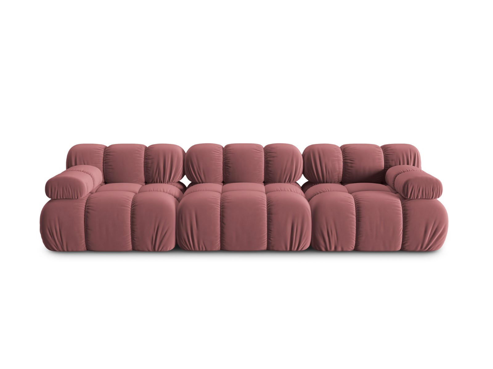 MODULARES-SOFA Bellis aus Samt rosa 3 Sitzplätze - Pink, Textil (94/63/282cm) - Micadoni