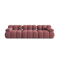 MODULARES-SOFA Bellis aus Samt rosa 3 Sitzplätze - Pink, Textil (94/63/282cm) - Micadoni